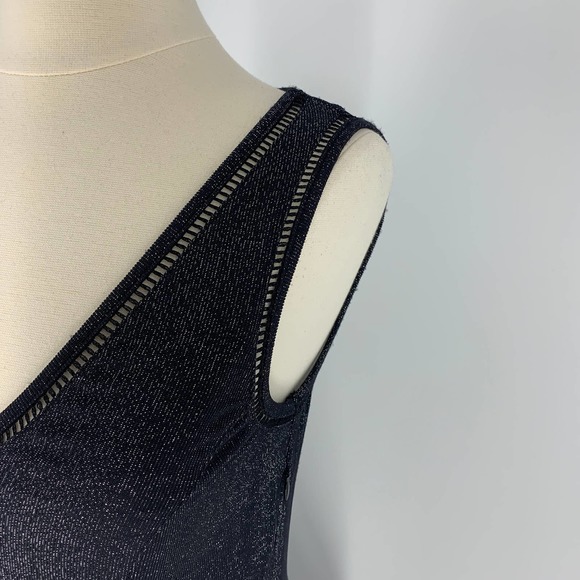 Sanctuary Metallic Sparkle Fit & Flare Mini Dress with Ladder Stitch Detail NWT - Picture 11 of 14